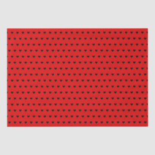 Papel De Seda Estilosos Corazones Negros En Rojo