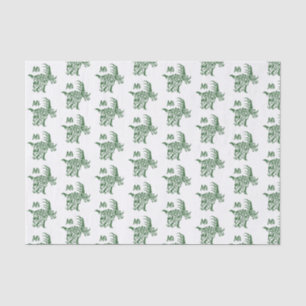 Papel De Seda Estiracosaurio verde con pintura de guerra tribal