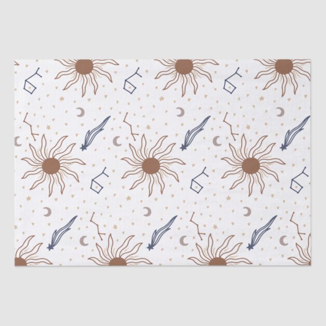 Papel De Seda Estrella celeste, sol y luna (Anverso)