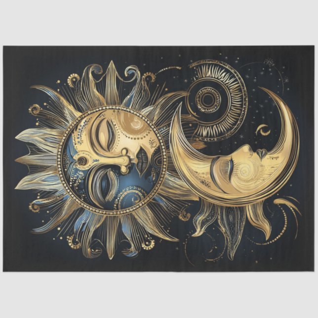 Papel De Seda Estrella de luna de luna de sol celeste mágico de  (Anverso)