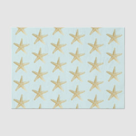 Papel De Seda Estrella de Mar Azul Tropical y Dorada Turquesa