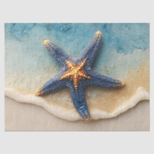 Papel De Seda Estrella de mar vibrante en playa arenosa