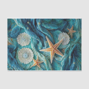 Papel De Seda Estrella de mar y encaje, elegantes olas del océan