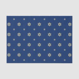 Papel De Seda Estrella dorada azul y metálica y copos de nieve