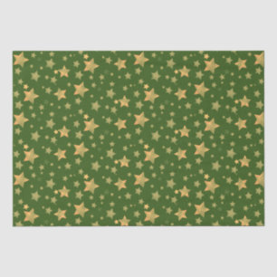 Papel De Seda Estrella dorada verde patrón Navidades elegantes m