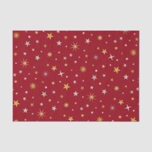 Papel De Seda Estrella elegante de Navidades rojos dorados de Mo
