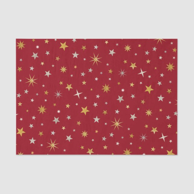 Papel De Seda Estrella elegante de Navidades rojos dorados de Mo (Anverso)
