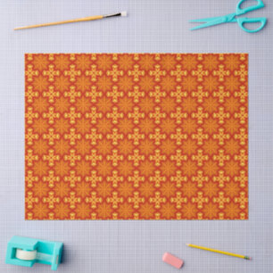 Papel De Seda Estrella, fuego, cruz, patrón naranja y amarillo