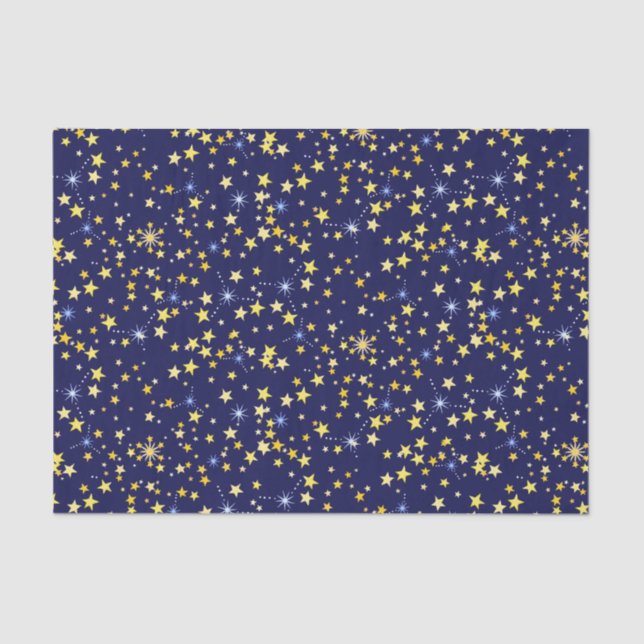 Papel De Seda Estrella hermosa del patrón celestial azul de la m (Anverso)