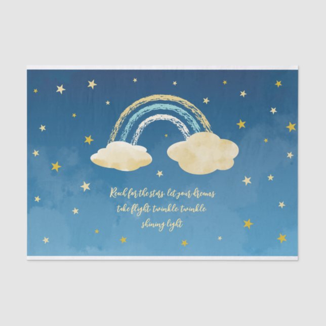 Papel De Seda Estrella pequeña de la Marina Blue Gold Twinkle (Anverso)