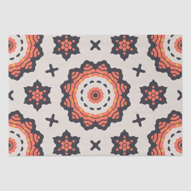 Papel De Seda Estrella persa patrón amarillo Naranja (Anverso)