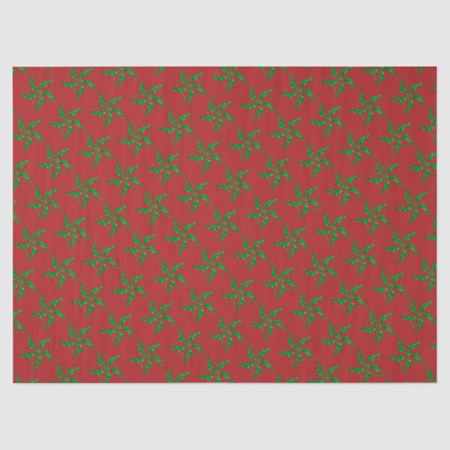 Papel De Seda Estrella verde Purpurina Navidad (Anverso)