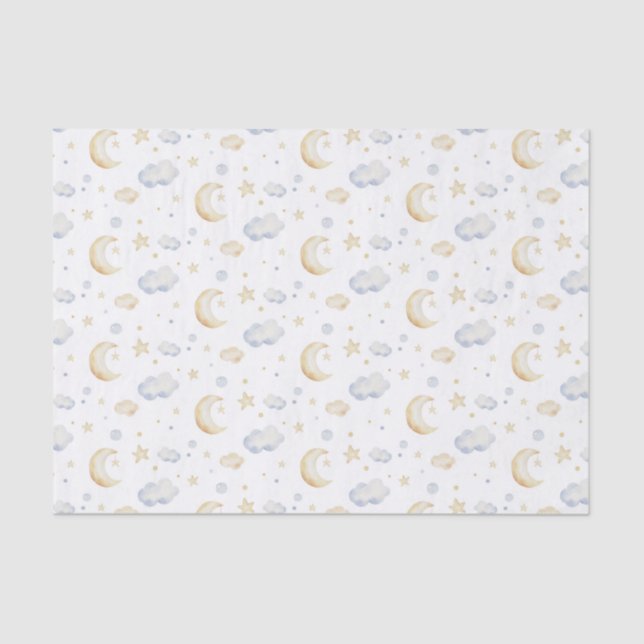 Papel De Seda Estrellas acuáticas de la luna y patrón de la nube (Anverso)