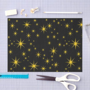 Papel De Seda Estrellas Amarillas en Negrita con Esquí Negro