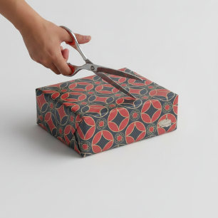 Papel De Seda estrellas art déco en rojo y negro