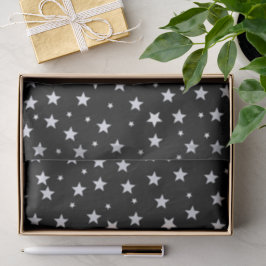 Papel De Seda Estrellas blancas en negro