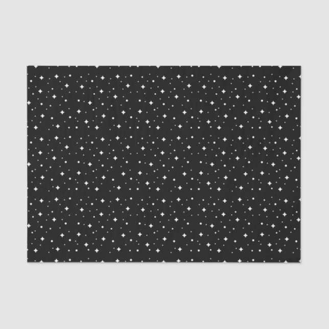 Papel De Seda Estrellas blancas en negro (Anverso)