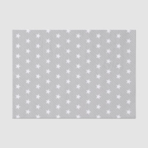 Papel De Seda Estrellas blancas y rayas grises Luz de patrón mod