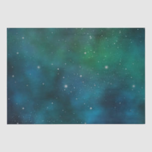 Papel De Seda Estrellas brillantes sobre fondo espacial azul y v