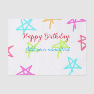 Papel De Seda Estrellas coloridas feliz cumpleaños agregar nombr