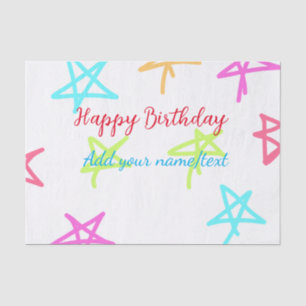 Papel De Seda Estrellas coloridas feliz cumpleaños agregar nombr