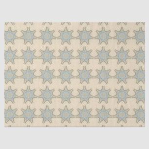 PAPEL DE SEDA ESTRELLAS CON FLORES AZULES DE CREMA