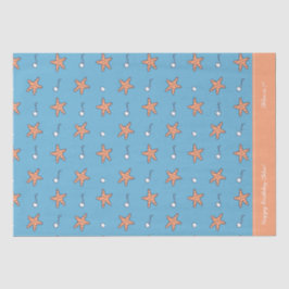 Papel De Seda Estrellas costeras y notas musicales Feliz cumplea