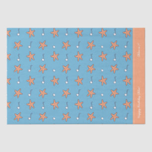 Papel De Seda Estrellas costeras y notas musicales Feliz cumplea