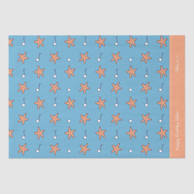 Papel De Seda Estrellas costeras y notas musicales Feliz cumplea (Anverso)