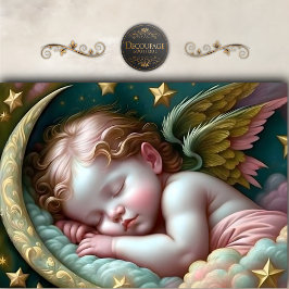 Papel De Seda Estrellas de ángel bebé durmiendo Decoupage
