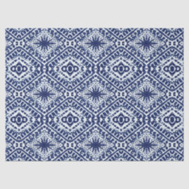 Papel De Seda Estrellas de batik geométrico blanco azul de la ma