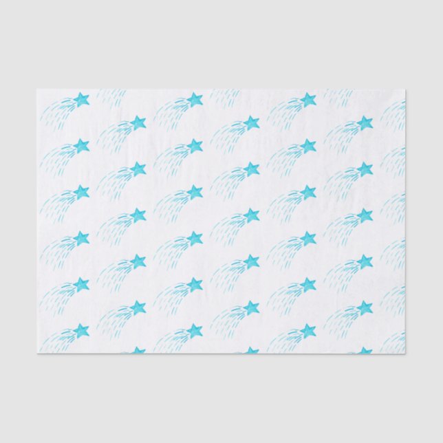 Papel De Seda Estrellas de disparos azules (Anverso)