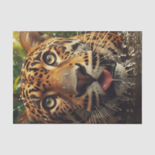 Papel De Seda Estrellas de leopardo mientras agita agua en la ju