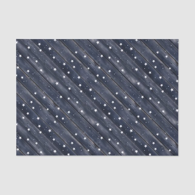 Papel De Seda Estrellas de Madera Azul Rústica (Anverso)