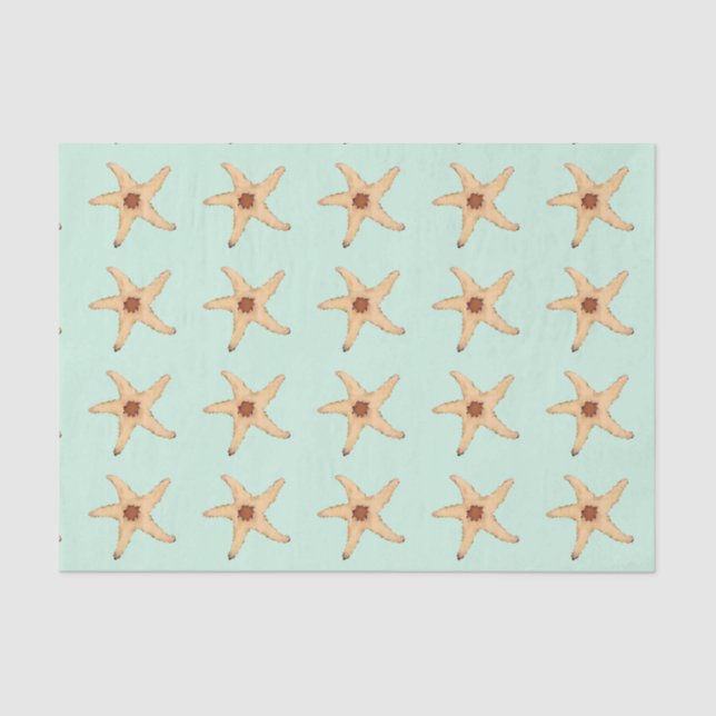 Papel De Seda Estrellas de mar con playas en sirena del navidad (Anverso)