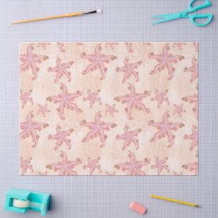 Papel De Seda Estrellas de mar y coral patrón pastel rosa