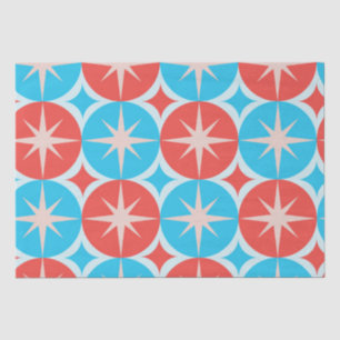 Papel De Seda Estrellas de mediados de siglo sobre Círculos Azul