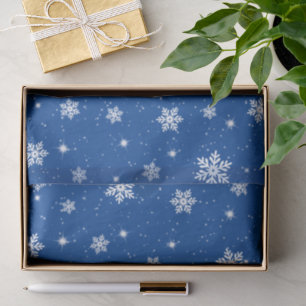 Papel De Seda Estrellas de Navidad Verde Patrón de Copos de Niev