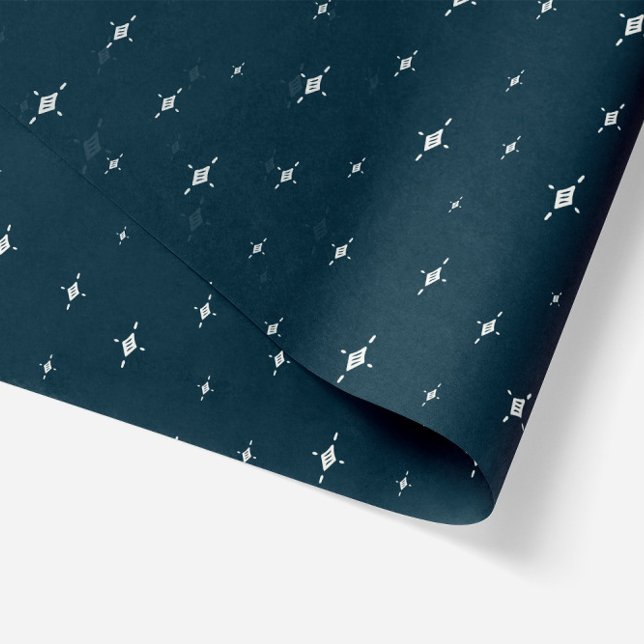 Papel De Seda Estrellas de Navidades geométricos en azul marino (navy blue starry night geometric stars pattern christmas wrapping tissue paper)