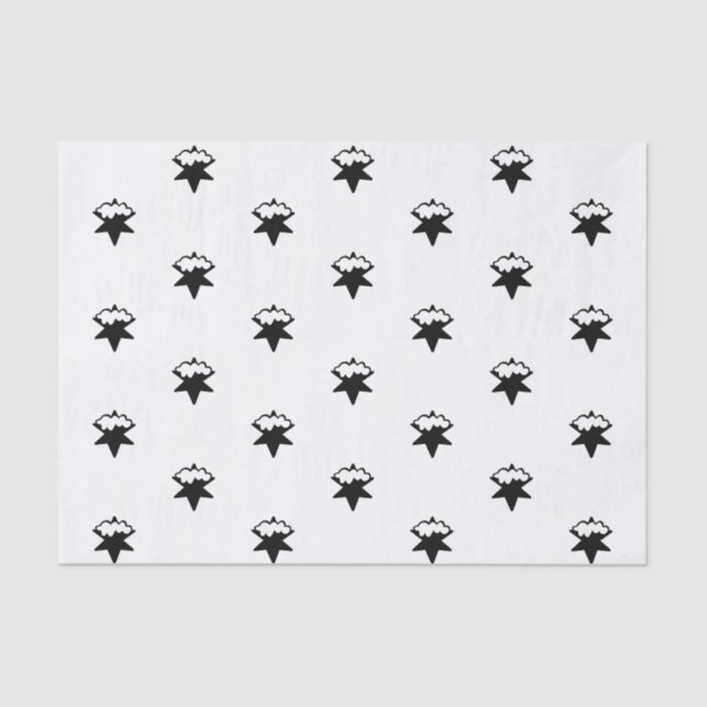 Papel De Seda Estrellas de nieve negra, fondo blanco (Anverso)
