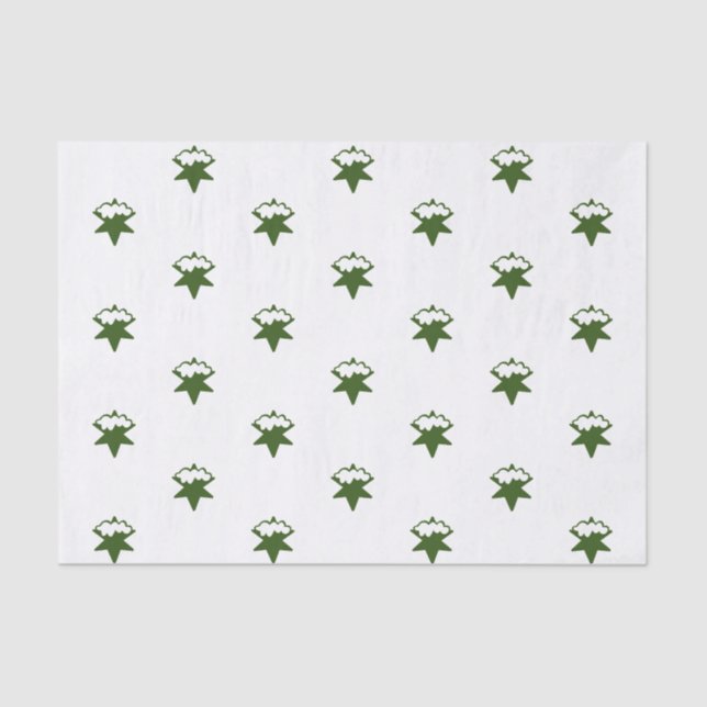 Papel De Seda Estrellas de nieve verde oscuro - fondo blanco (Anverso)