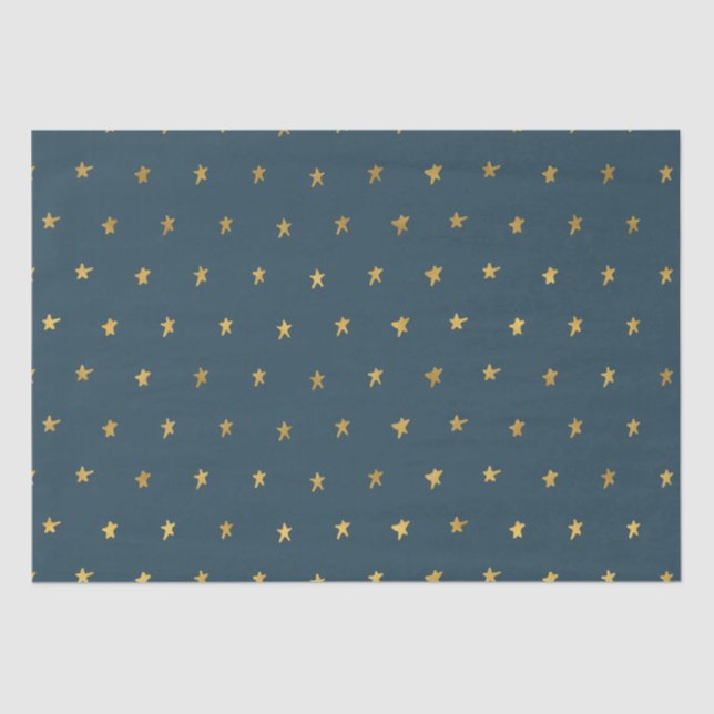 Papel De Seda Estrellas de oro azul (Anverso)