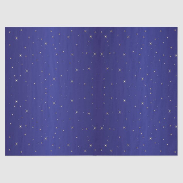 Papel De Seda ESTRELLAS DE ORO DE Tejido EN NAVY (Anverso)