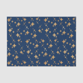Papel De Seda Estrellas de oro sobre fondo azul oscuro