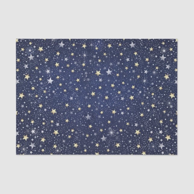 Papel De Seda Estrellas de oro y blanco azul de la marina (Anverso)