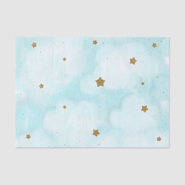 Papel De Seda Estrellas de oro y Fiesta Baby Shower de nubes de  (Anverso)