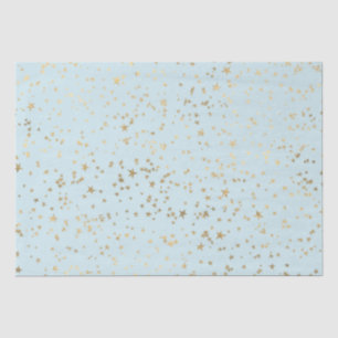 Papel De Seda Estrellas Doradas Azul Claro