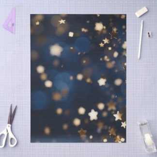 Papel De Seda Estrellas Doradas Brillan