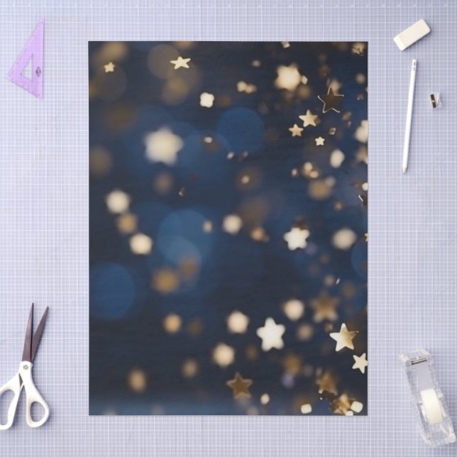 Papel De Seda Estrellas Doradas Brillan (Artesanía)