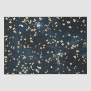Papel De Seda Estrellas Doradas Celestiales sobre Fondo de Galax